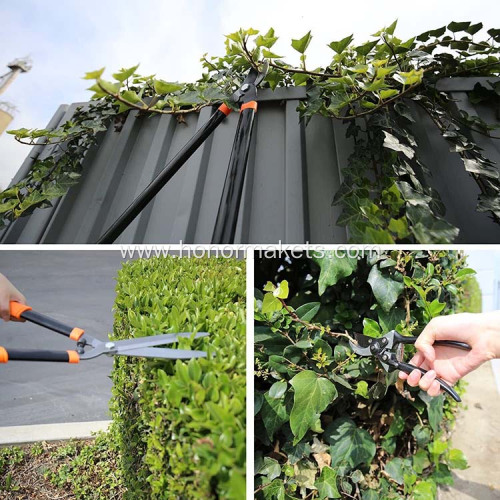 3 Piece Steel garden Lopper Hedge Shears set professional pruning shears garden scissors long handle set